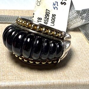 LAGOS Caviar 18 Karat Gold.Sterling & Agate Women's Ring size 6